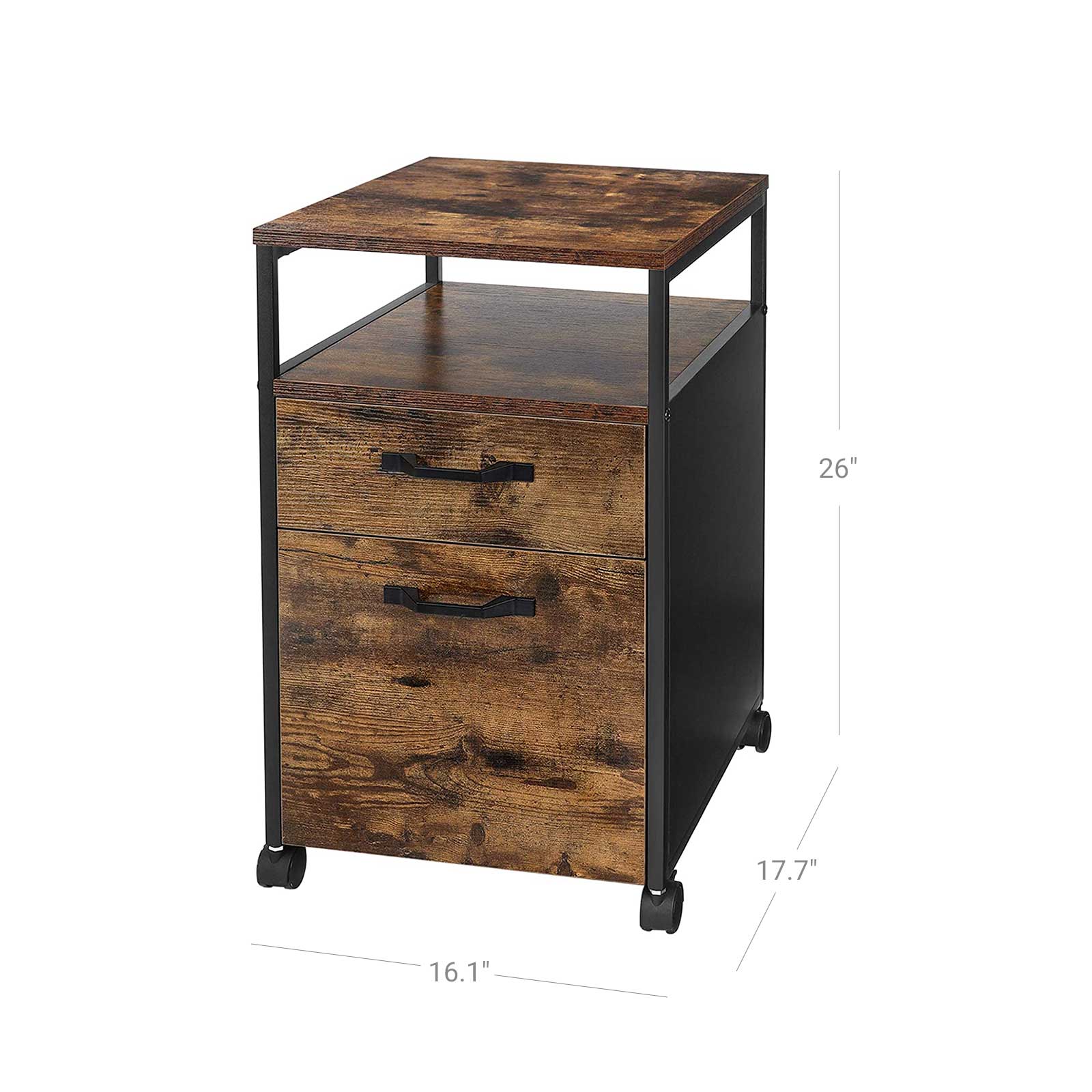 VASAGLE Archivador Móvil con 2 Cajones, Archivador de Oficina con