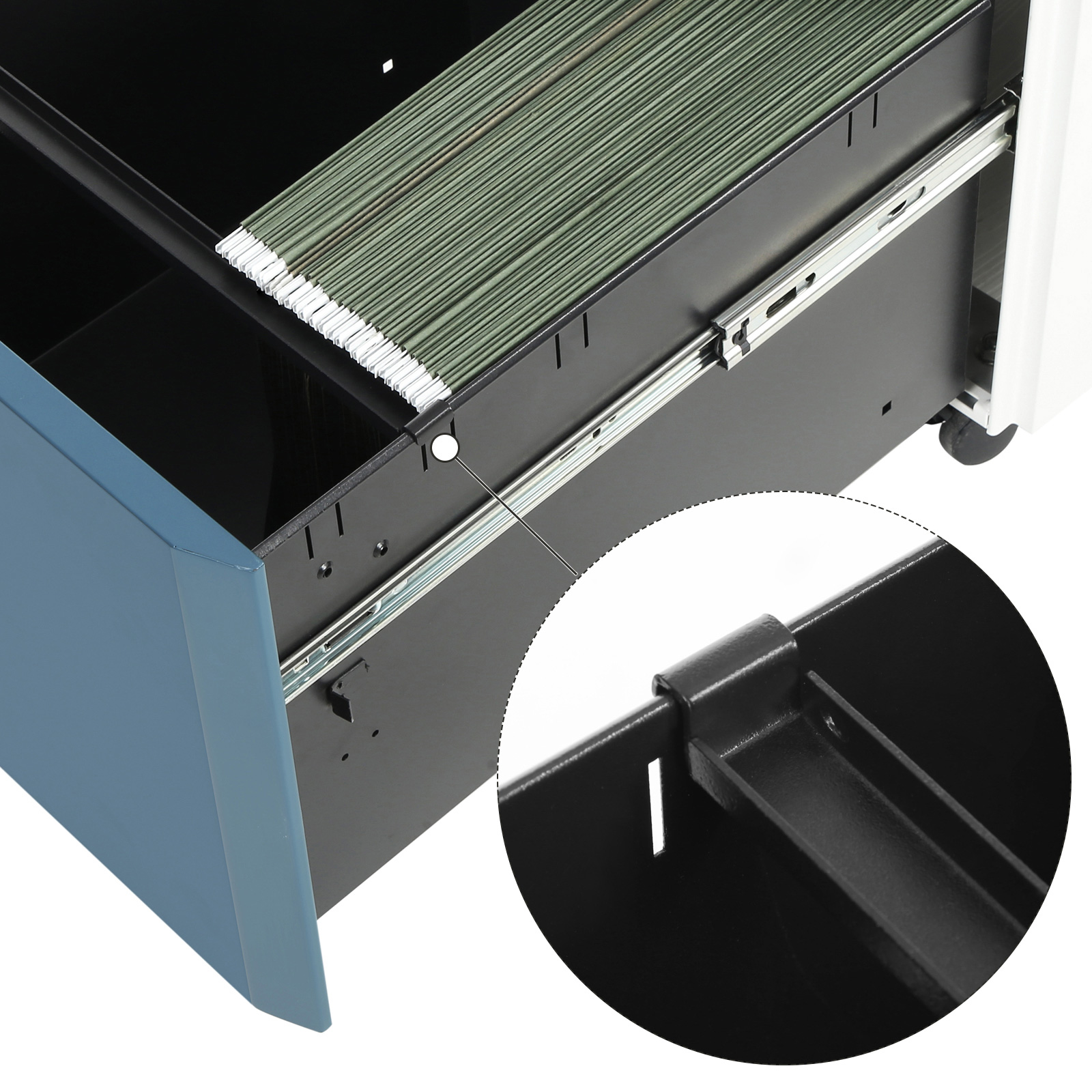 SONGMICS Archivador Móvil, con Cerradura, con 2 Cajones, Barras de