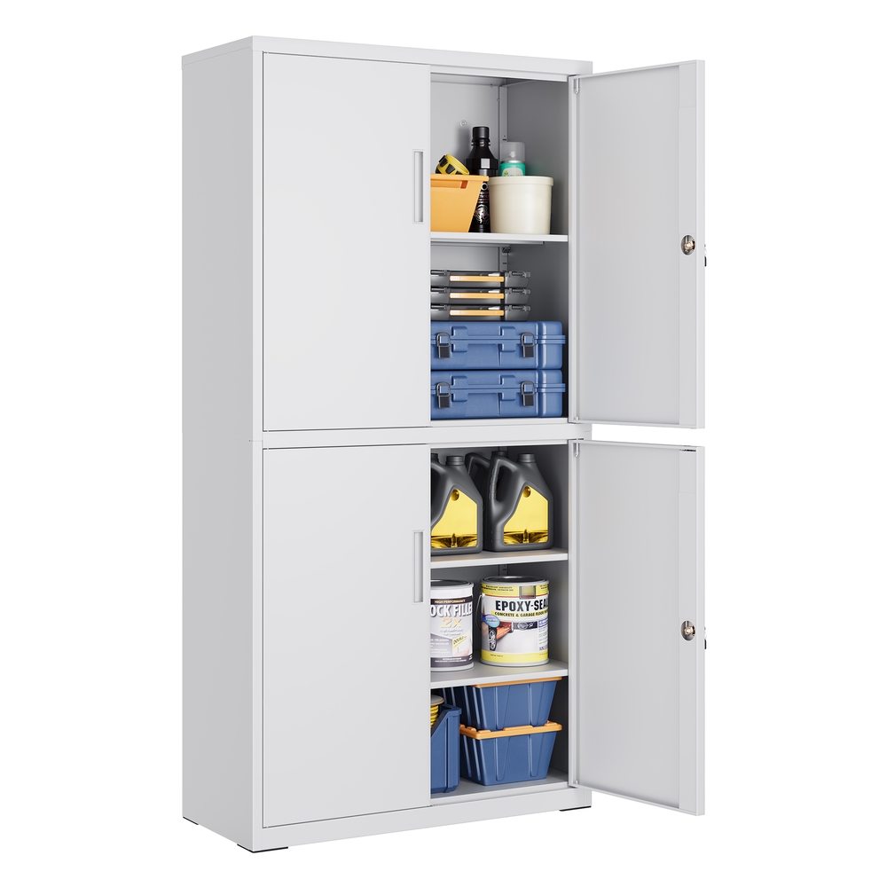 Songmics Gris Armario De Garaje De 5 Estantes Con 4 Puertas 40 X 80 X 180 Cm Mate