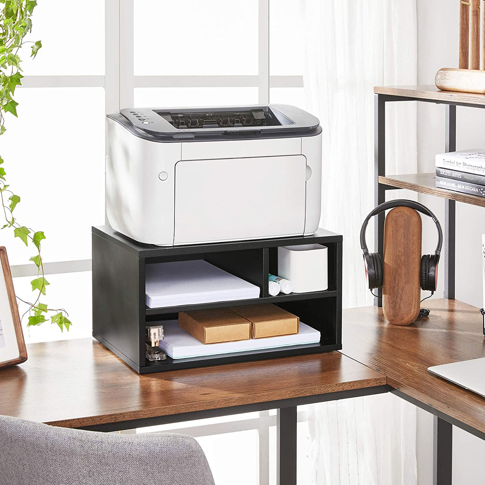 SONGMICS Soporte de impresora, con estantes, Marco de acero, Estantería