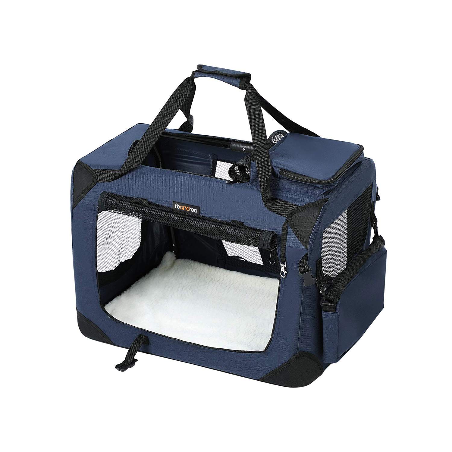 Genérico Azul Transportín Plegable Para Perros Talla Mediana 60X40x40 Cm Portador - Imagen 3