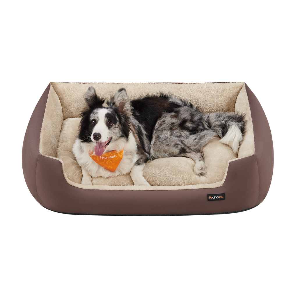 Feandrea Marrón/Beige Cama Para Perros 100 X 75 X 25 Cm Café Y Arena