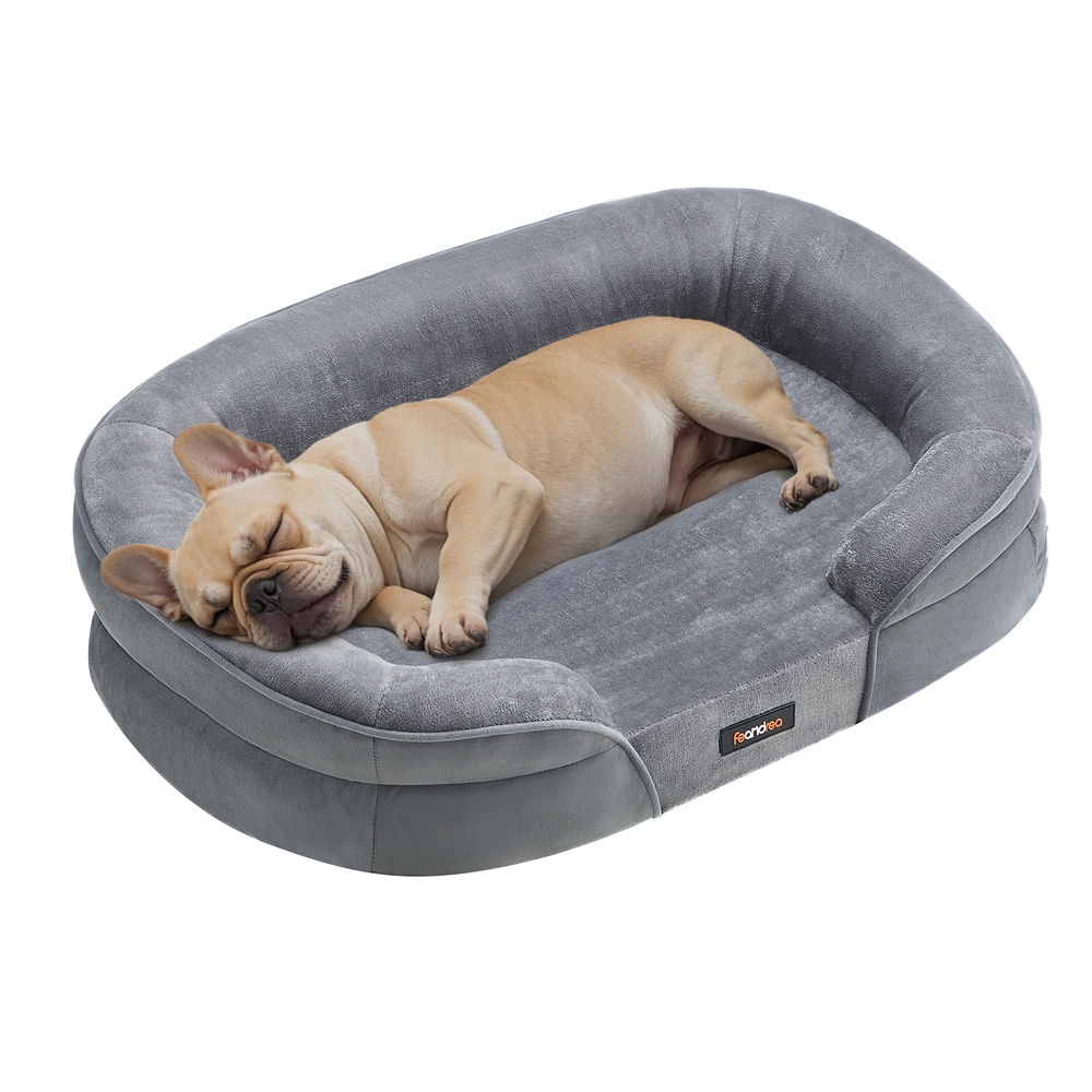 Cama para Perros Grandes 76 x 51 x 18 cm Funda Extraíble y Lavable Gris Claro