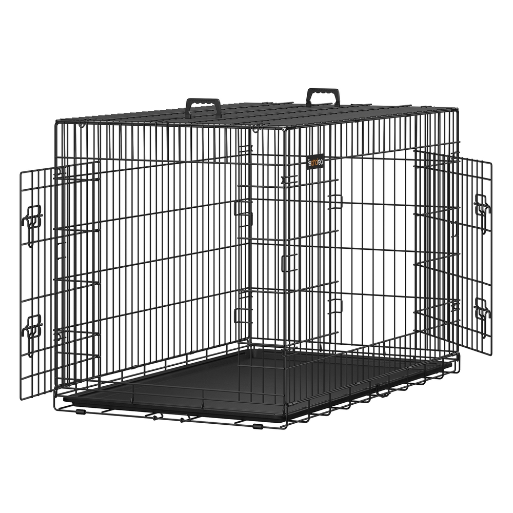 Feandrea Negro Jaula Plegable De Metal Para Cachorros