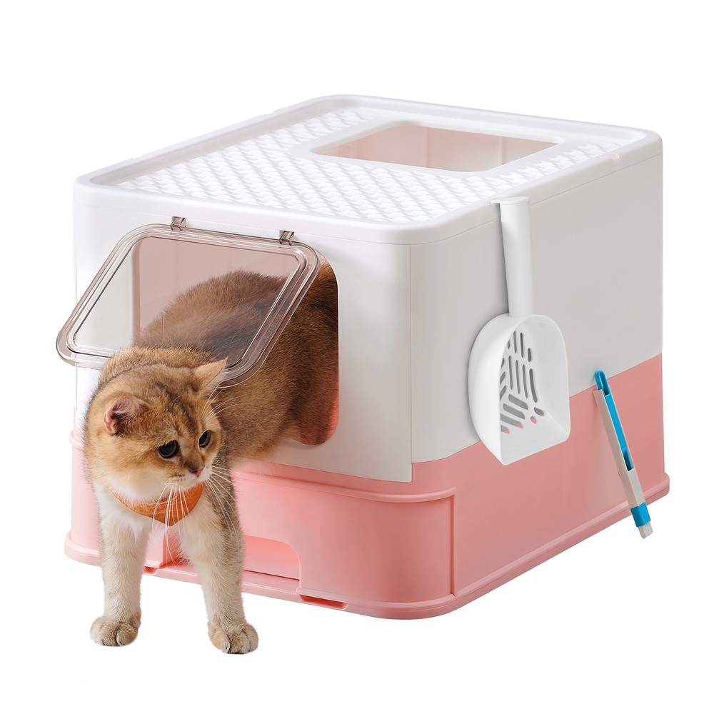 Songmics Beige/Negro Arenero Para Gatos Espacioso
