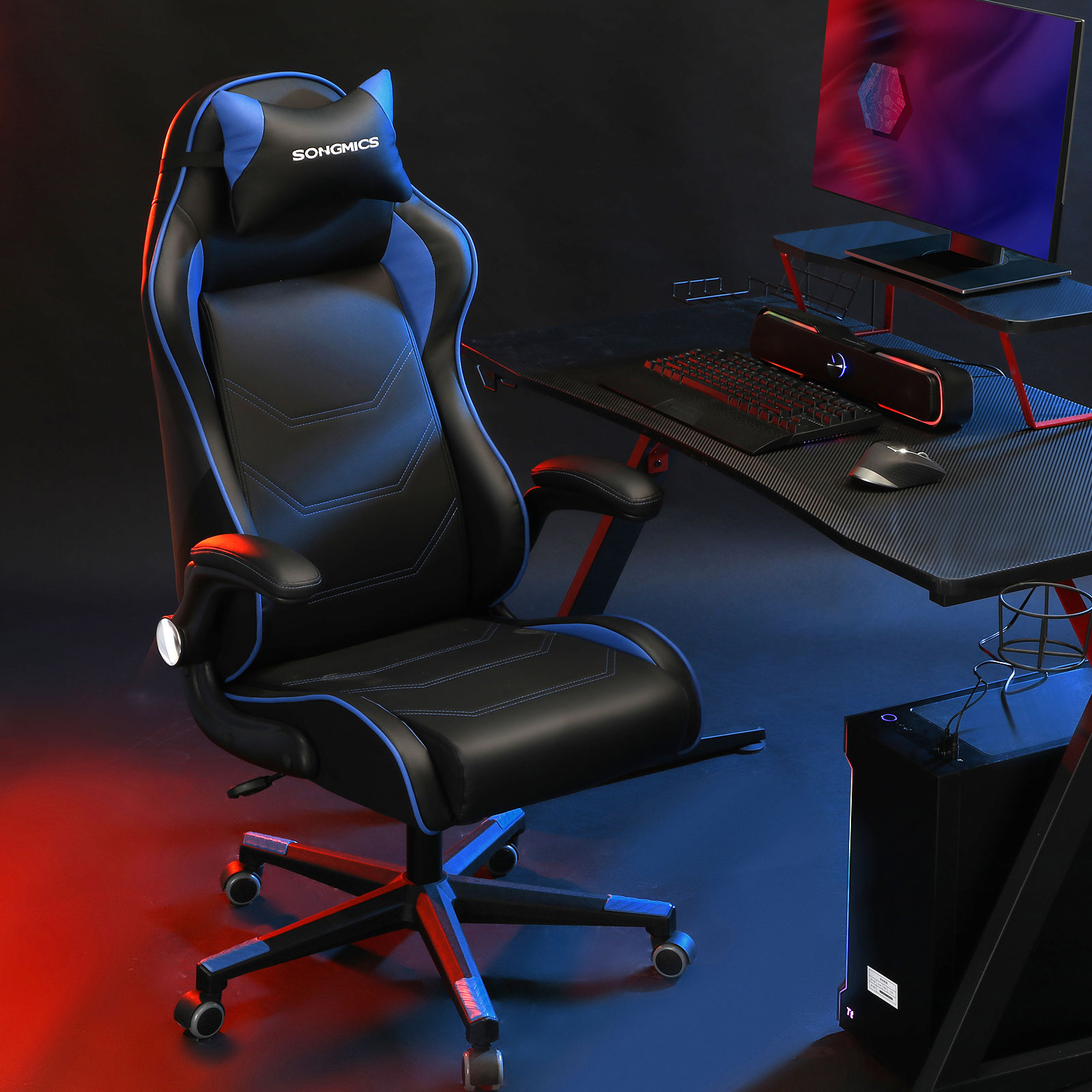 SONGMICS Silla Gaming, Silla de Juegos, Silla de Oficina ergonómica