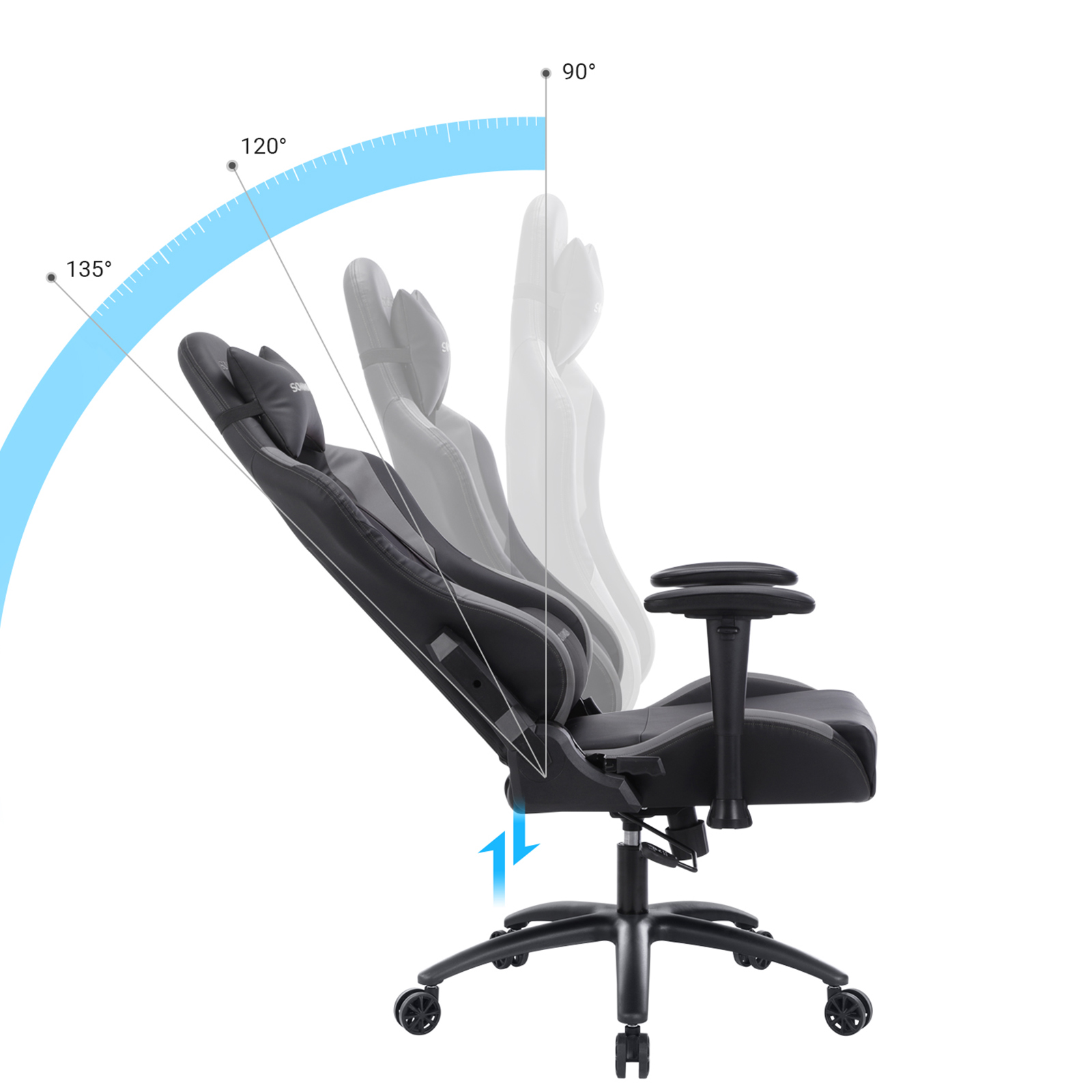 SONGMICS Silla Racing, Silla de Juegos, Regulable en Altura, con