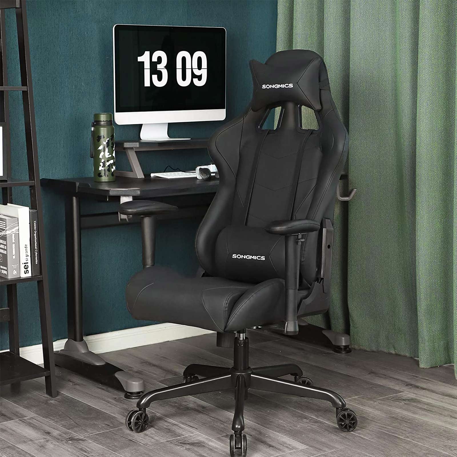 SONGMICS Silla Gaming, Silla de Juegos con cojín Lumbar, Silla de