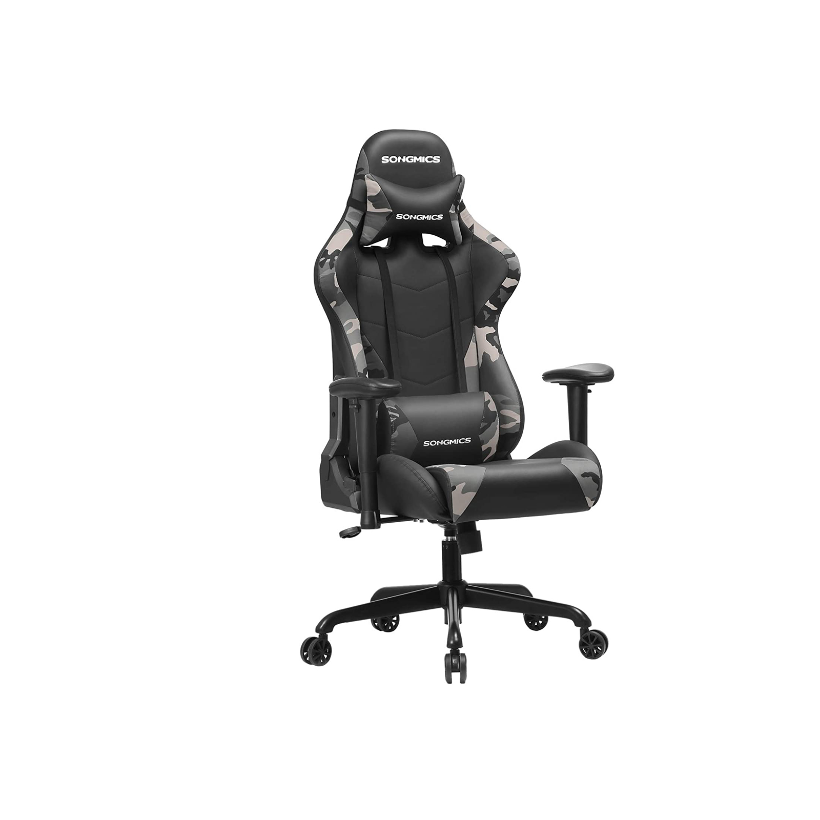SONGMICS Silla Gaming 150 kg de Capacidad, Silla de Racing con Cojín