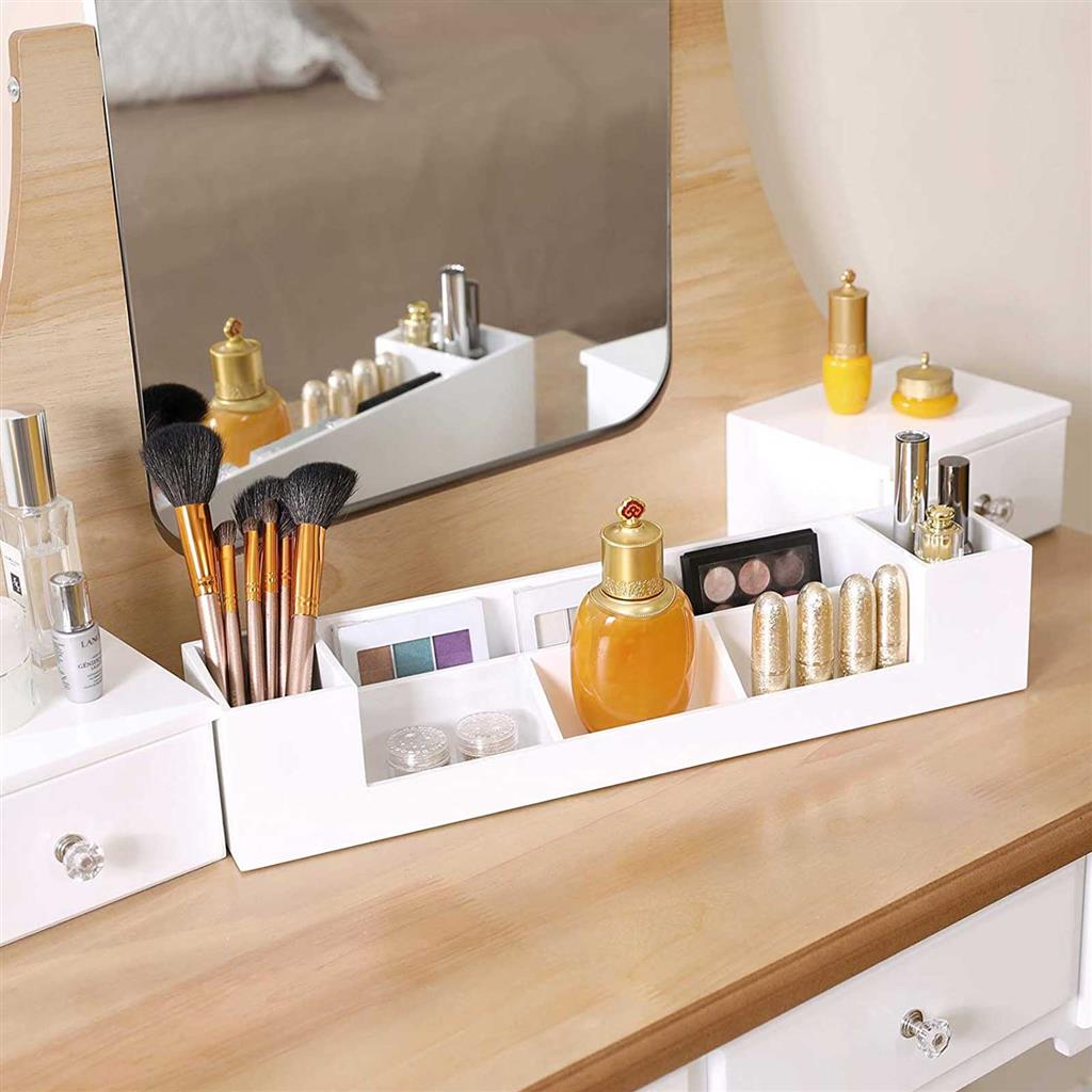 VASAGLE Tocador Moderno, Mesa de Maquillaje con 1 Taburete, Espejo