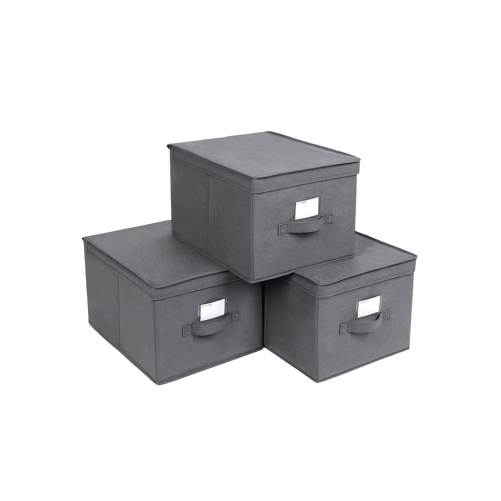 SONGMICS Juego de 3 Cajas Plegables de Alcon Tapas, Cubos de Tela con
