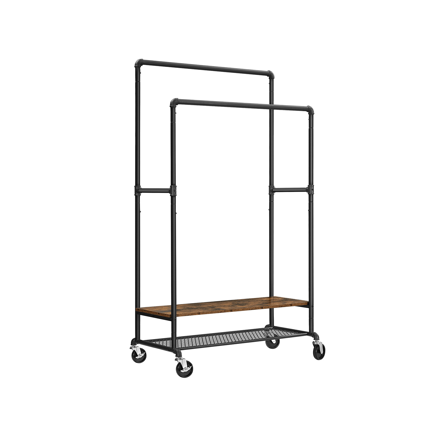 VASAGLE Perchero Burro Doble, Perchero con estantes y Ruedas