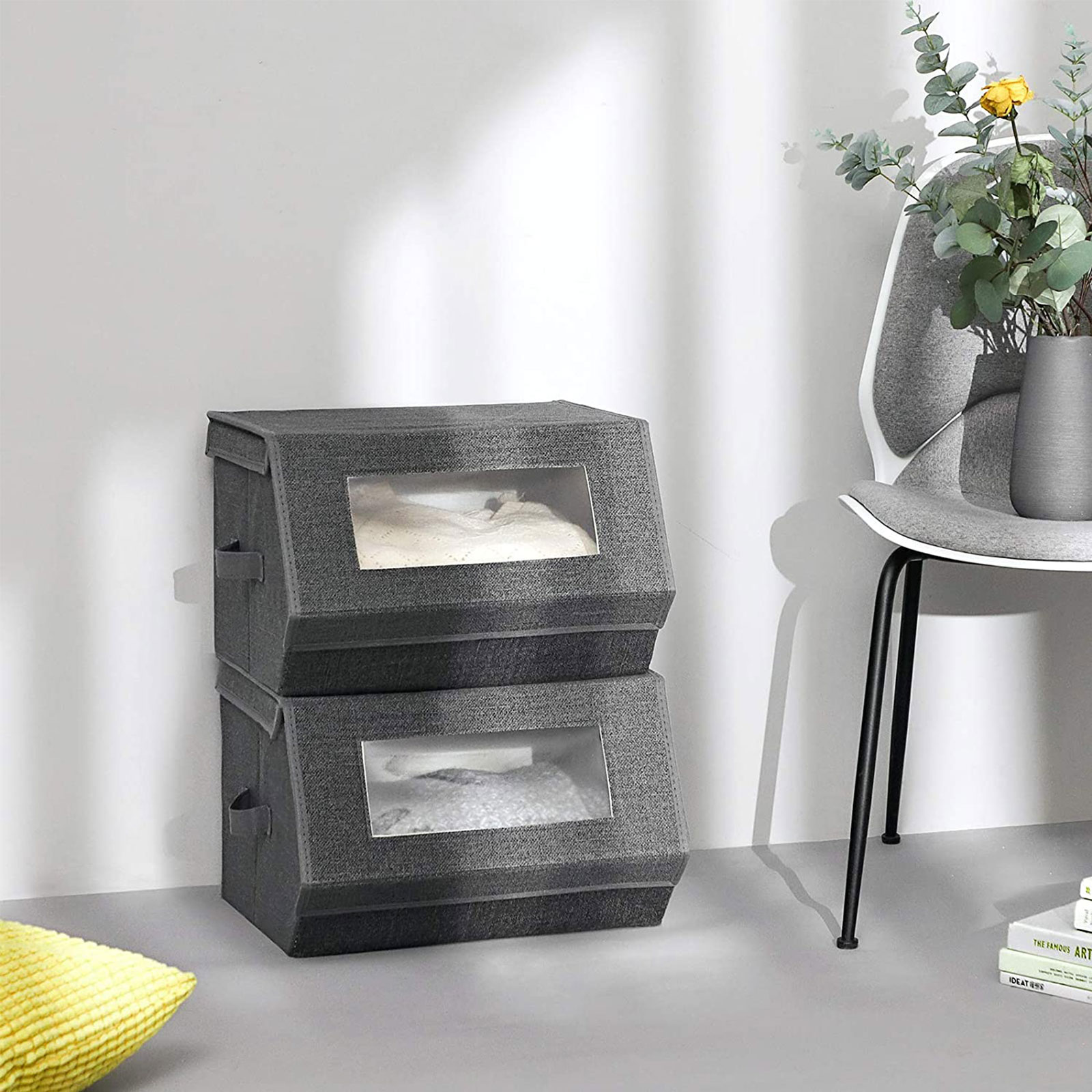 SONGMICS Juego de 2 Bandejas con Ventanas Transparentes, Cajas