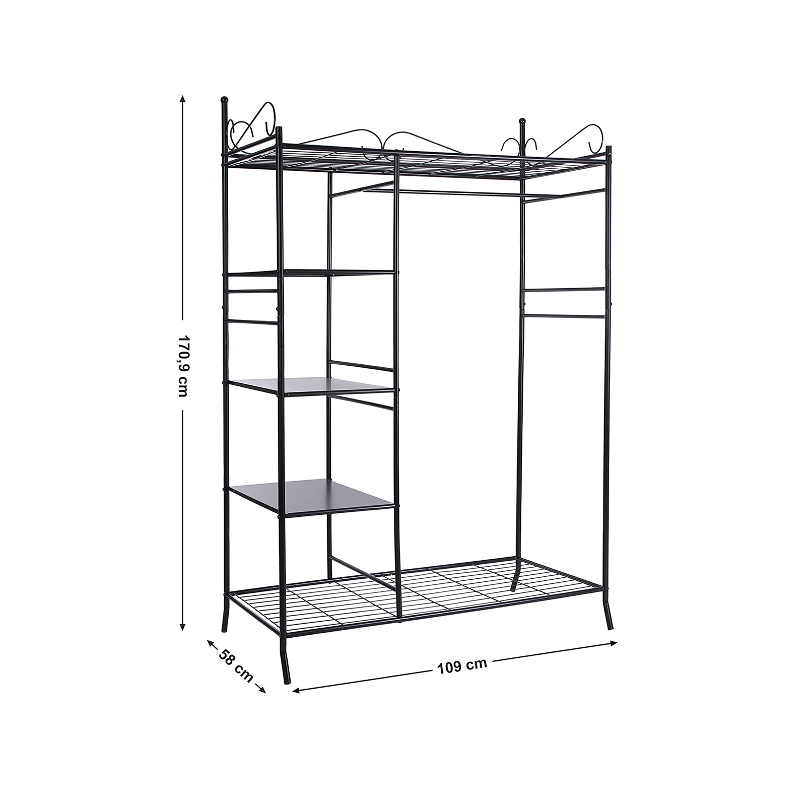 SONGMICS Armario de Metal Barnizado Ropero con Funda de Tela 170 x 58 x