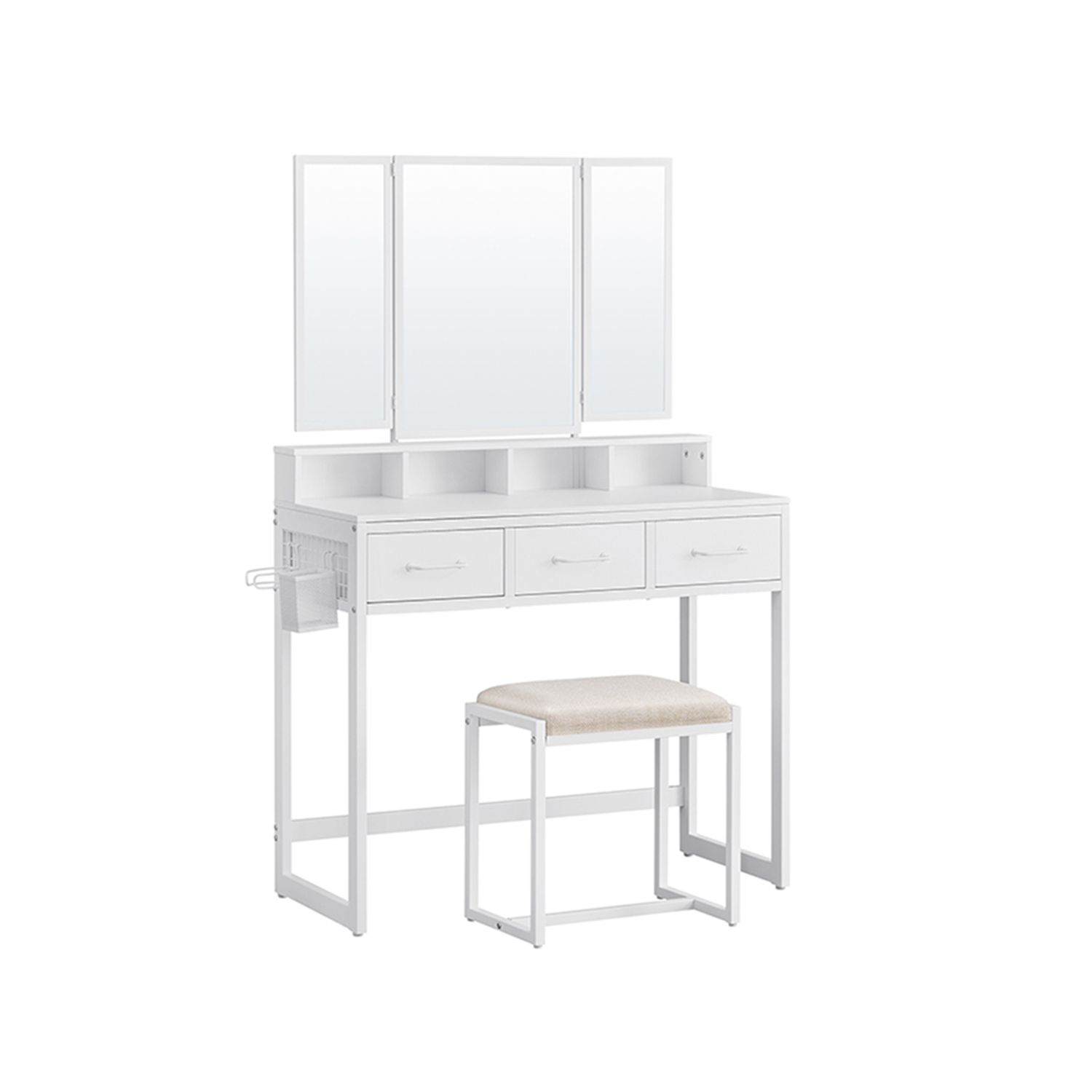 Vasagle Tocador De Maquillaje Con Taburete Acolchado Tocador Con Espejo Triple