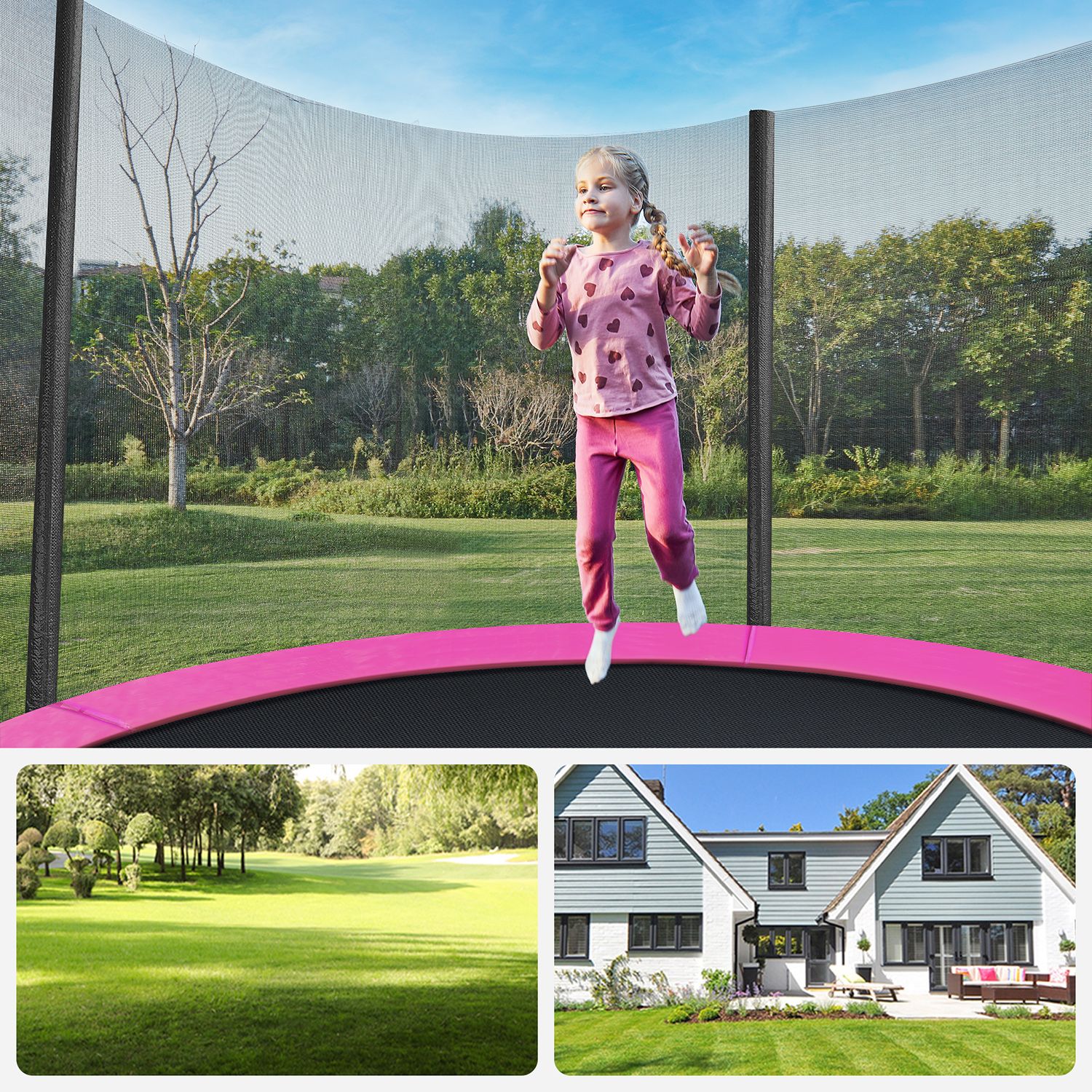 SONGMICS Cama elástica de 183 cm (6 Pies), Trampolín para el jardín