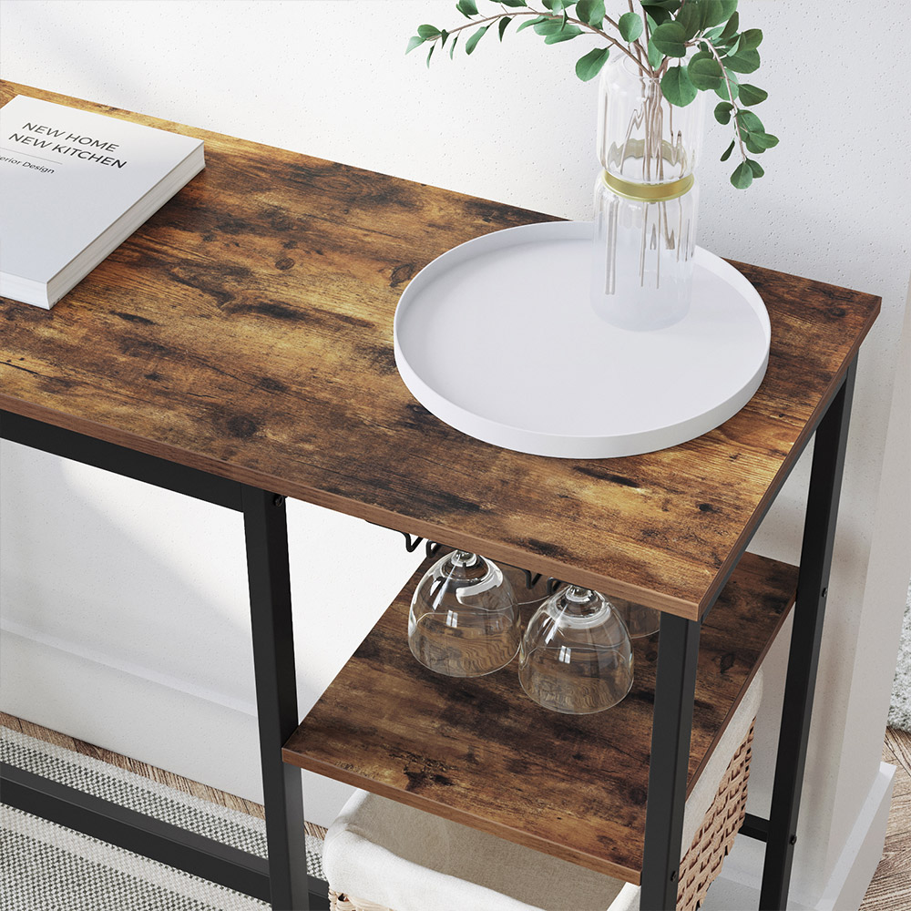 VASAGLE Mesa Alta, Mesa de Bar, Mesa de Comedor con Soportes para Vasos